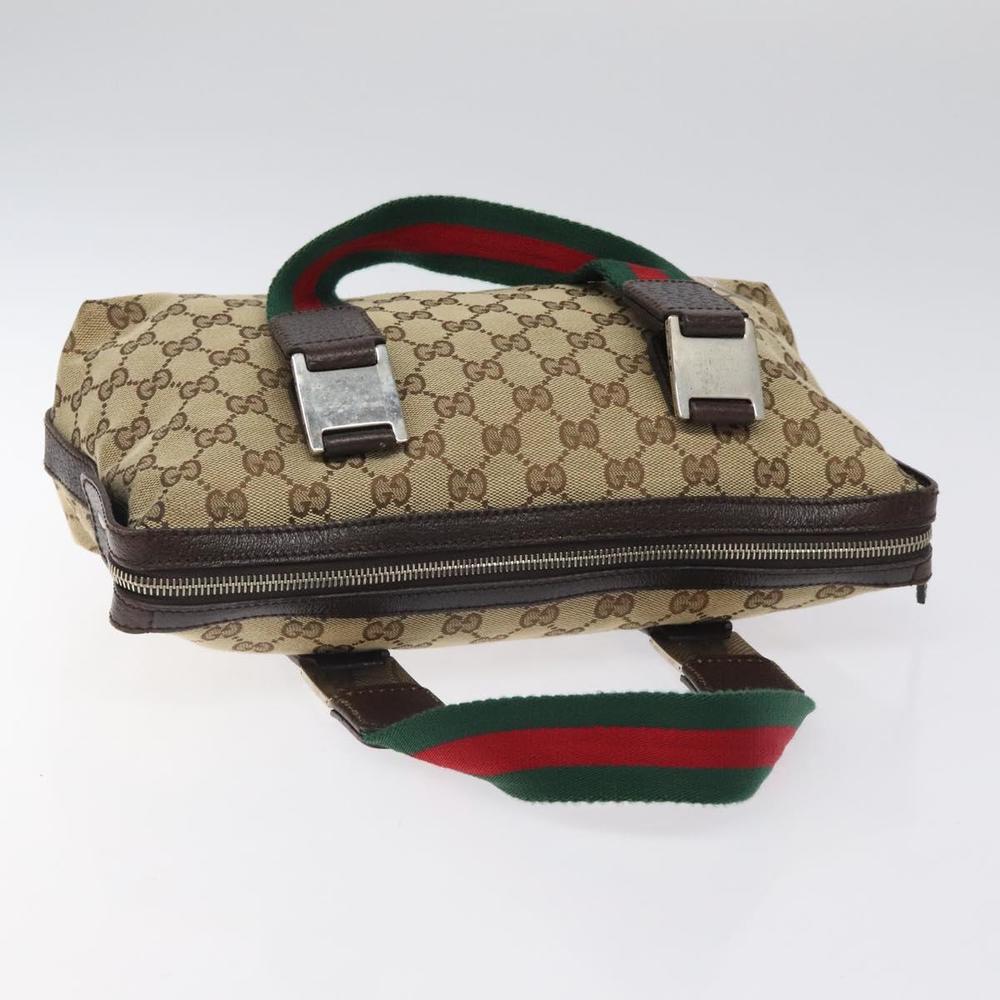 GUCCI GG Canvas Web Sherry Line Hand Bag Beige Silver 145759 Auth 119676 - Picture 6 of 16